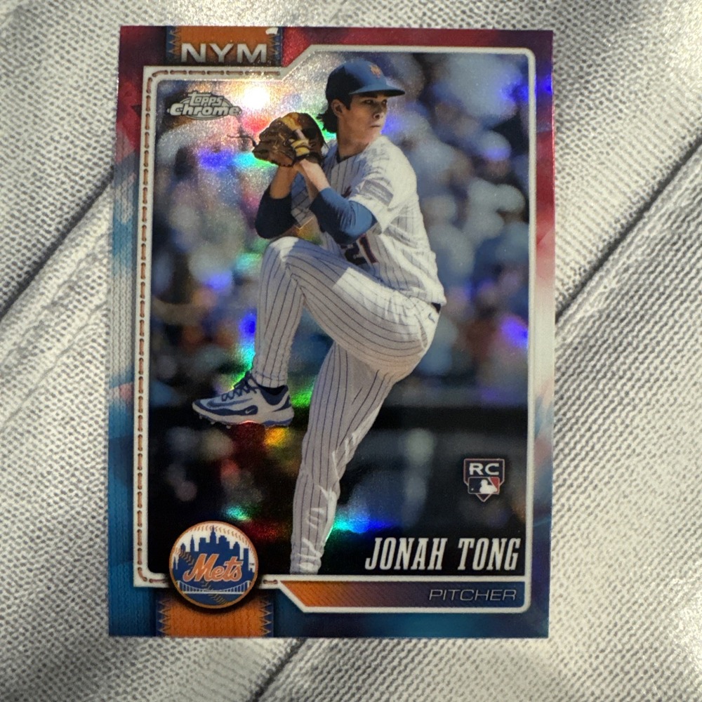 2026 Topps Chrome Jonah Tong RC #269 Red White & Blue Refractor New York Mets